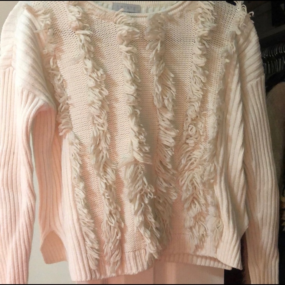 1 State Cropped fuzzy sweater
